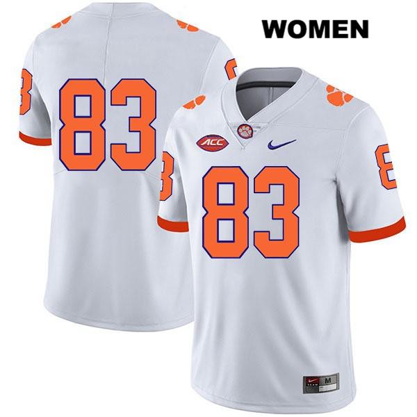 Women's Clemson Tigers #83 Carter Groomes Stitched White Legend Authentic Nike No Name NCAA College Football Jersey RXP3046RN